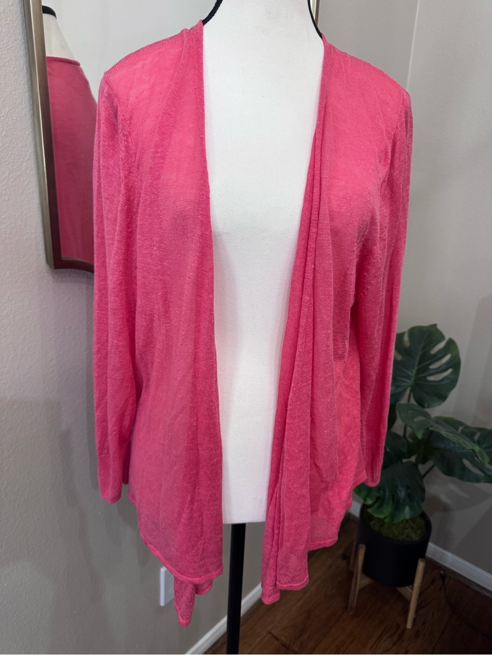 NIC+ZOE Peachy Coral Pink Linen Blend Cardigan XL